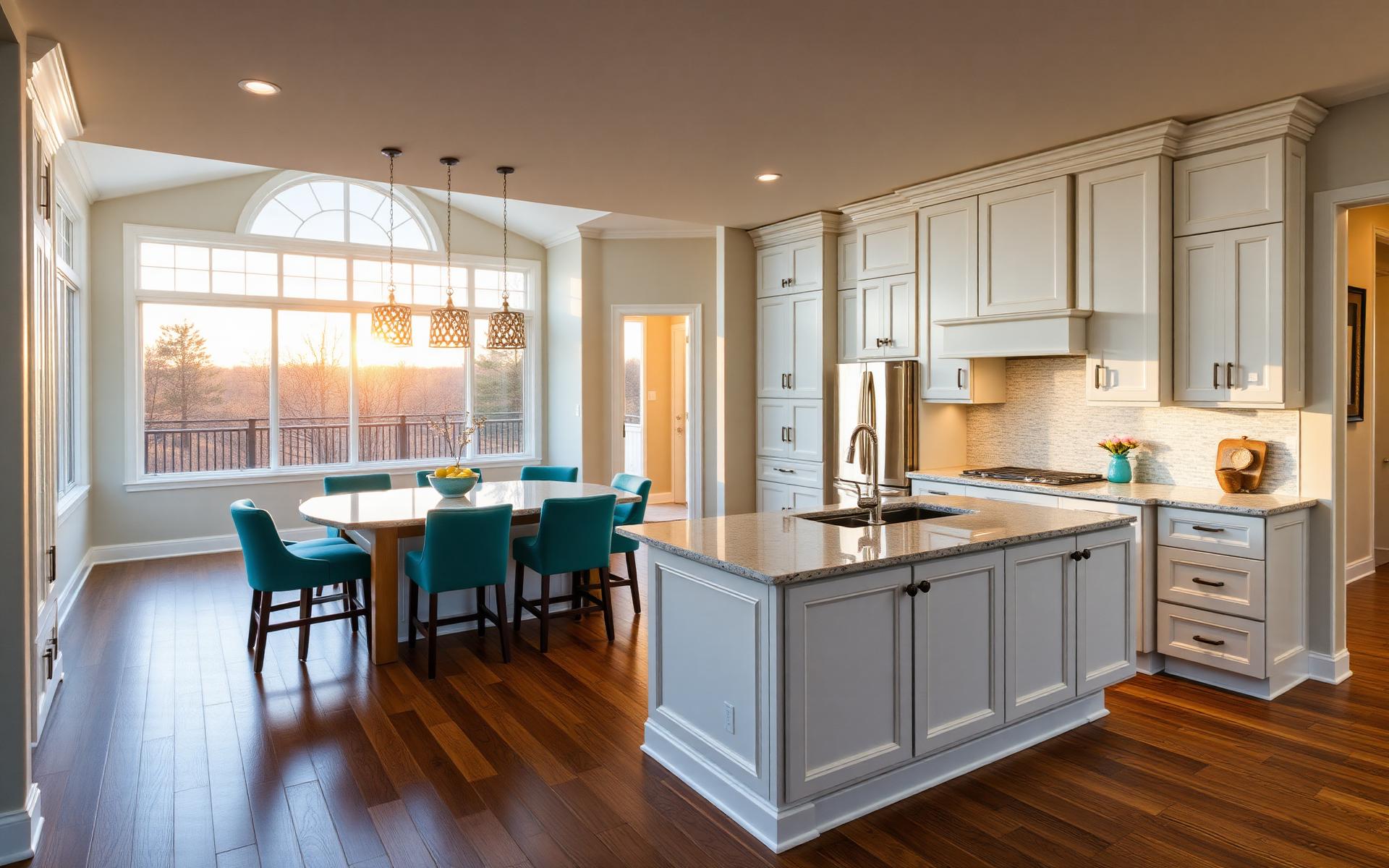 Renovated Metro Atlanta home with warm interior lighting at dusk